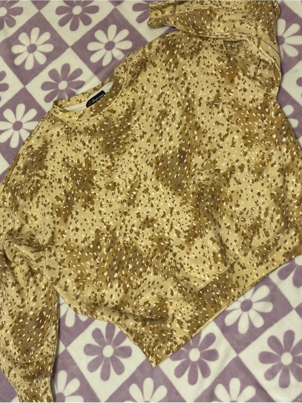 Averie Neutral Speckled Crewneck Sweatshirt - Tan